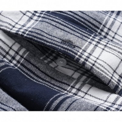 Sleep Sets Men's Cotton Pajama Set Plaid Woven Sleepwear - Navy - CS1888IZ3WI