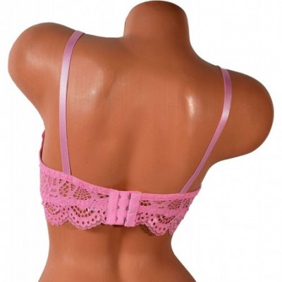 Bras 6 Pieces No Wire Full Cup Plain/Lace Light Padded Wire Free Bra A/B/C/D - 6665bra-longlace-3hooks - CL18WQZ07LQ