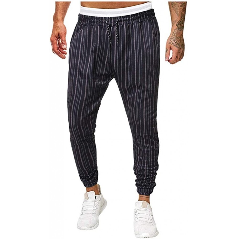 Thermal Underwear Mens Casual Long Pants Stretch Plaid Harem Trousers Slim Fit Track Pants Joggers Tapered Slacks for Gym Run...