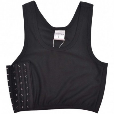 Bustiers & Corsets Breathable Super Flat Lesbian Tomboy Chest Binders Women Compression Tank Top 3 Rows Clasp - Black - C8198...