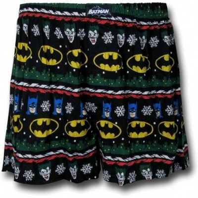 Boxers Men's Batman Ugly Sweater Knit Boxer Black - Black - C511OG8VHAF