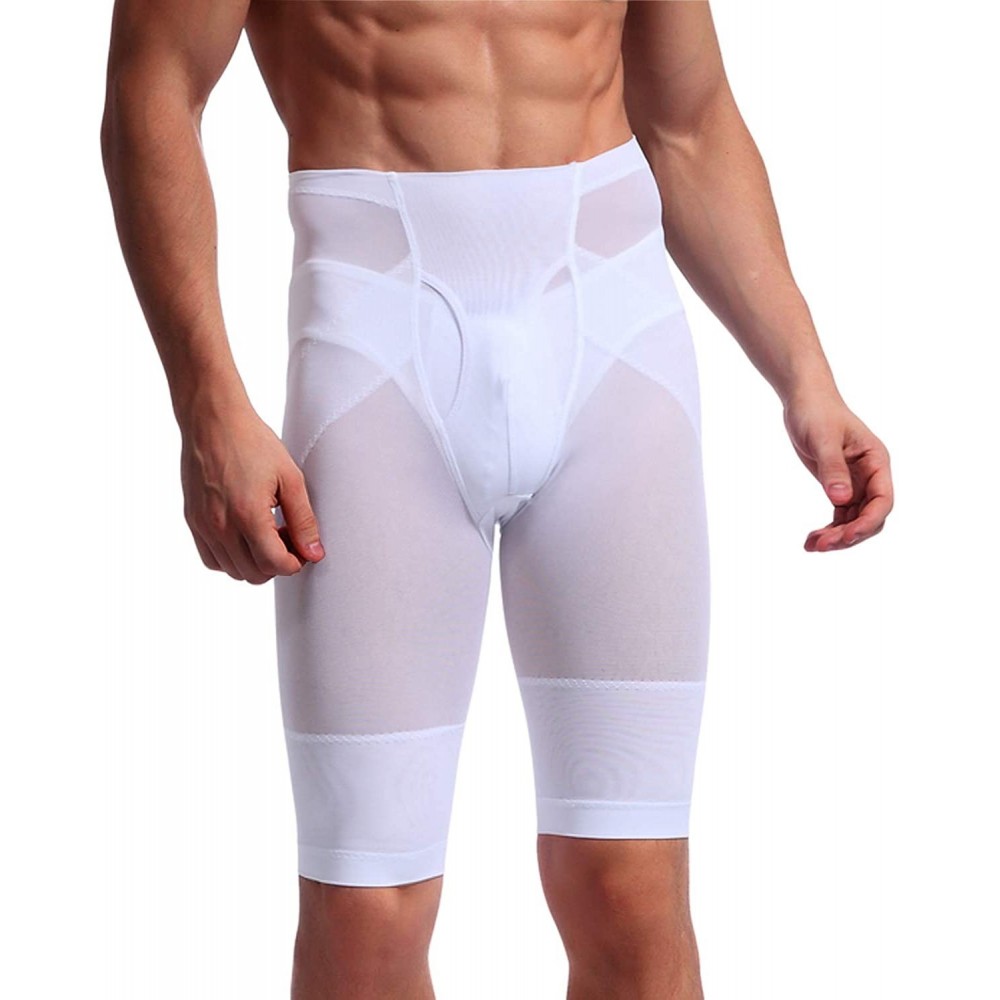 Shapewear Men's High Waist Shaper Shorts Slimming Underwear Pants Leg Control Shapewear Briefs - White - CN18X32GK3Z