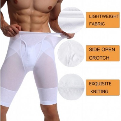 Shapewear Men's High Waist Shaper Shorts Slimming Underwear Pants Leg Control Shapewear Briefs - White - CN18X32GK3Z