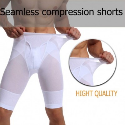 Shapewear Men's High Waist Shaper Shorts Slimming Underwear Pants Leg Control Shapewear Briefs - White - CN18X32GK3Z