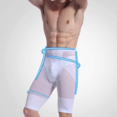 Shapewear Men's High Waist Shaper Shorts Slimming Underwear Pants Leg Control Shapewear Briefs - White - CN18X32GK3Z