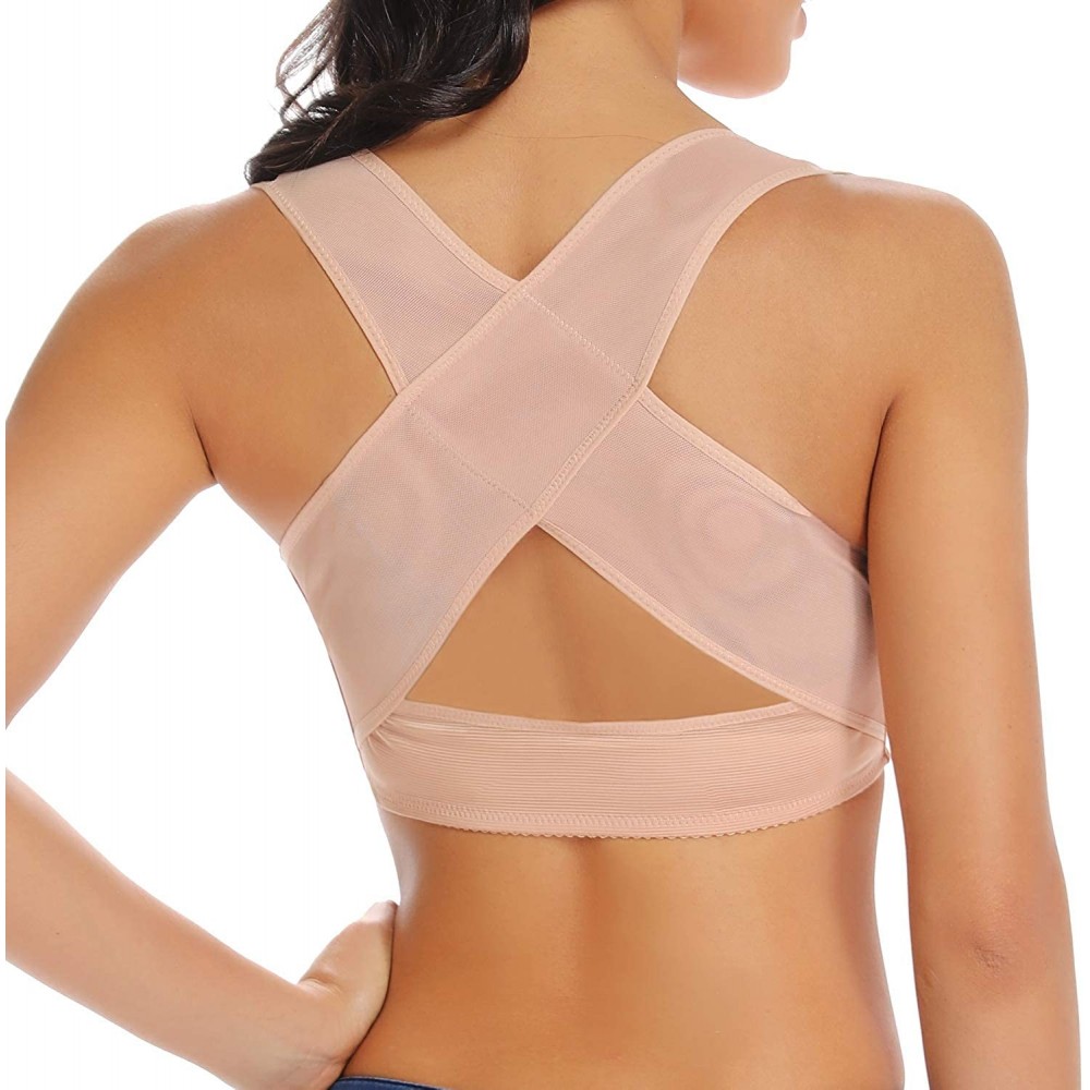 Shapewear Chest Brace Up for Women Posture Corrector Shapewear Tops Breast Support X Back Shaper - Nude - CU1992LHZYQ