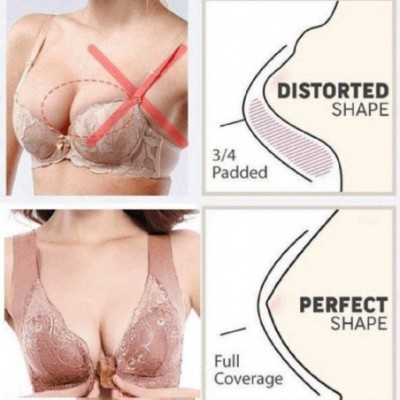 Bras Everyday Bra for Women Front Closure Lace Bra Plus Size Lace Trim Bra Adjustable Underwear for Ladies - Coffee - CY18ZC4...