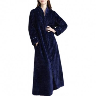 Robes Flannel Zip-Up Thick Bathrobe Loungewear Fleece Sleepwear Nightgown - 8 - CY18AN5MQ7A