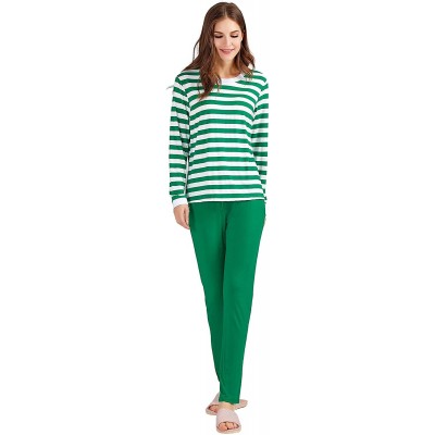 Sets Womens Pajamas Sets Modal Long Sleeve Two Piece Pajamas Sleepwear with Long Pants Christmas PJ Sets - Green - CQ18A5S46IT