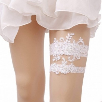 Garters & Garter Belts Wedding Lace Garter for Bridal Rhinestones Garter Belt Set - 8 - CJ18D6YL38X