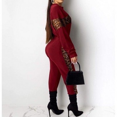 Thermal Underwear Fashion 2 Piece Outfit Women Casual Tracksuit Long Sleeve Sport Tops+Long Pants Set - C-wine - CA193OMTQRK