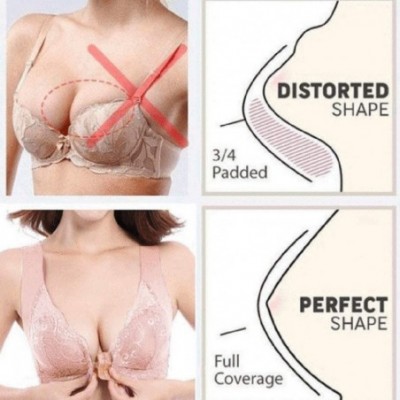 Bras Front Cross Breathable Silk Bra Solid Color Curved Gathered Bra - H2-pink - C2193N9RH7C