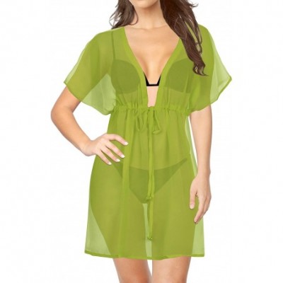 Nightgowns & Sleepshirts Cover Ups for Swimwear Women Chiffon Blouse Sheer Swim Bathing Suit D - Green_h892 - CA11QCAQQOR