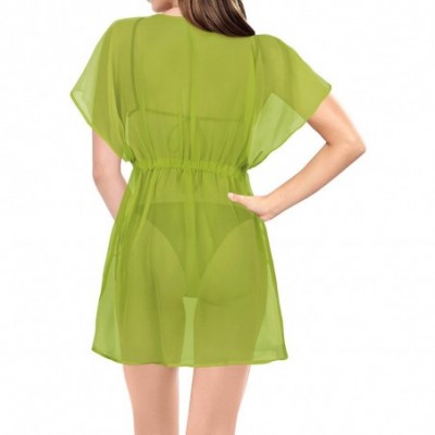 Nightgowns & Sleepshirts Cover Ups for Swimwear Women Chiffon Blouse Sheer Swim Bathing Suit D - Green_h892 - CA11QCAQQOR