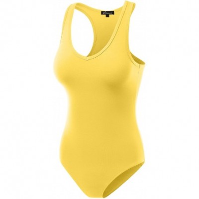 Shapewear Women's Jumpsuit Racerback Tank Top Bodysuits - 001-vibrant Yellow-1 - CB18QWRMW3Y