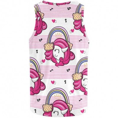 Undershirts Men's Muscle Gym Workout Training Sleeveless Tank Top Unicorn Floral - Multi4 - CY19DW7CXLG