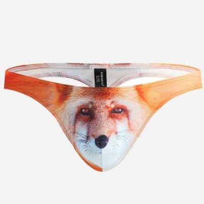 G-Strings & Thongs Men's Fashion Thong Underwear Printed Underpants Briefs Sexy Underpant G-String - Gold - C0194CWDK0K