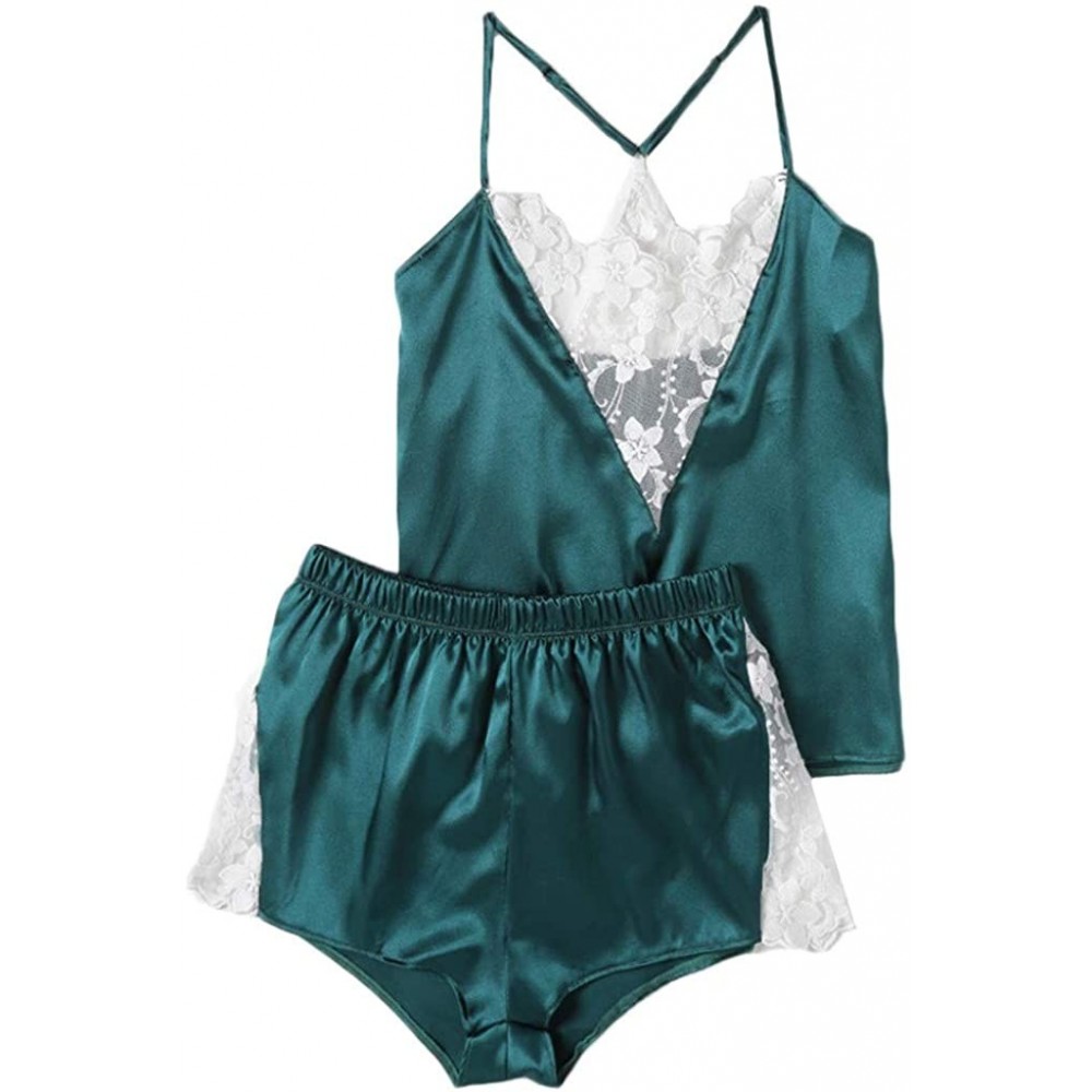 Accessories Sexy Lingerie for Women for Sex Plus Size Silk Pajamas Sexy Satin Underwear Lace Camisole Shorts Set Lingerie Wom...