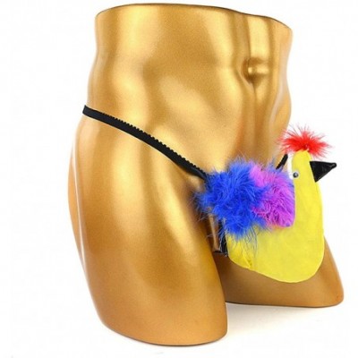 G-Strings & Thongs Men's G-String Cartoon Bird T-Back Thong Stretch Soft Stretch Thong with Pouch Underwear - Yellow - C71947...