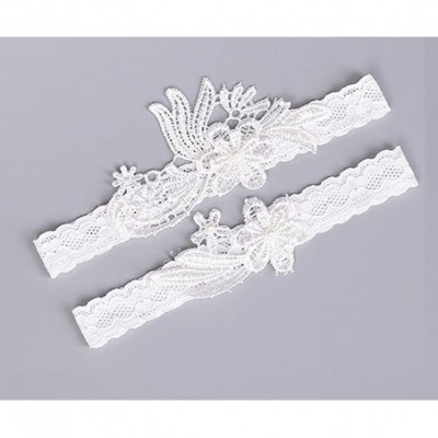 Garters & Garter Belts Handmade Rhinestone Lace Wedding Garters for Bride Party Garter Set 2 Pcs - P-off White - C018YDQXNHU