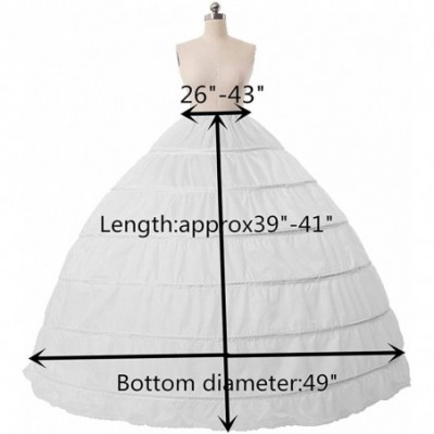 Slips Full A-line 6 Hoop Floor-Length Bridal Dress Gown Slip Petticoat - White - C4184X8OUDW