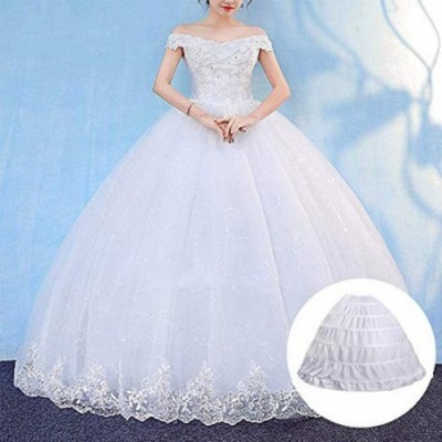 Slips Full A-line 6 Hoop Floor-Length Bridal Dress Gown Slip Petticoat - White - C4184X8OUDW