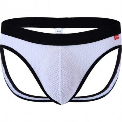 G-Strings & Thongs Men's 4-Pack Mesh Jockstrap Underwear Sexy Jock Strap G-String Thongs - White - C419C2U83OX