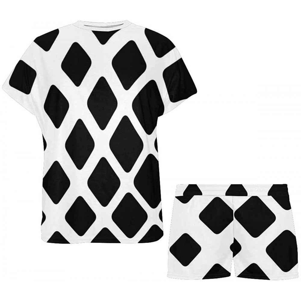 Sets Abstract Pattern Black White Women's Breathable 2 Piece Shorts Pajama Sleepwear Set - Multi 1 - CT19CA62Q09