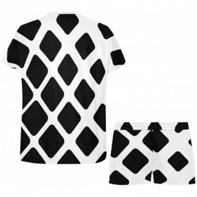 Sets Abstract Pattern Black White Women's Breathable 2 Piece Shorts Pajama Sleepwear Set - Multi 1 - CT19CA62Q09