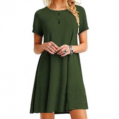 Nightgowns & Sleepshirts Womens Summer Dresses Swing Soft Loose Casual Sleep Short Dresses - Green - CX199N5DEMD