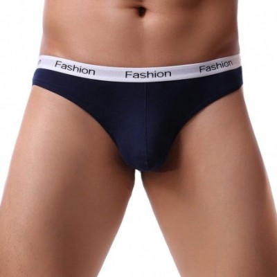 Boxer Briefs Men's Lingerie Men Elastic Underwear Boxer Briefs Shorts Bulge Pouch Soft Underpants - Z15 Dark Blue - CB18A702RR4