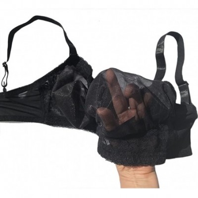 Bras See-Through Pocket Bra for Silicone Breastforms Crossdress8585 - Black - C918HKUC0NE