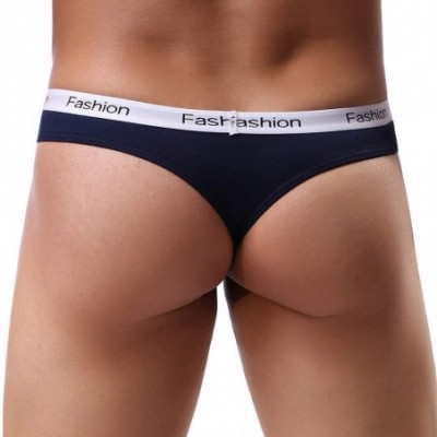 Boxer Briefs Men's Lingerie Men Elastic Underwear Boxer Briefs Shorts Bulge Pouch Soft Underpants - Z15 Dark Blue - CB18A702RR4