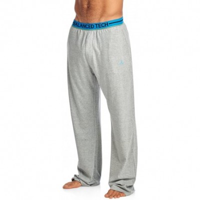 Sleep Bottoms Men's Solid Cotton Knit Pajama Lounge Pants - Light Heather Grey/Blue - CX1867N60NC