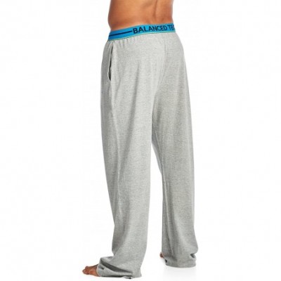 Sleep Bottoms Men's Solid Cotton Knit Pajama Lounge Pants - Light Heather Grey/Blue - CX1867N60NC