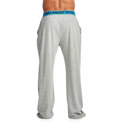 Sleep Bottoms Men's Solid Cotton Knit Pajama Lounge Pants - Light Heather Grey/Blue - CX1867N60NC