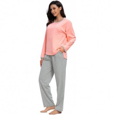 Sets Women's Pajamas Set Long Sleeve Striped Top and Pants Soft Pjs Sets Ladies Pajama Soft Sleepwear - Pinklong - CG1952L53OY