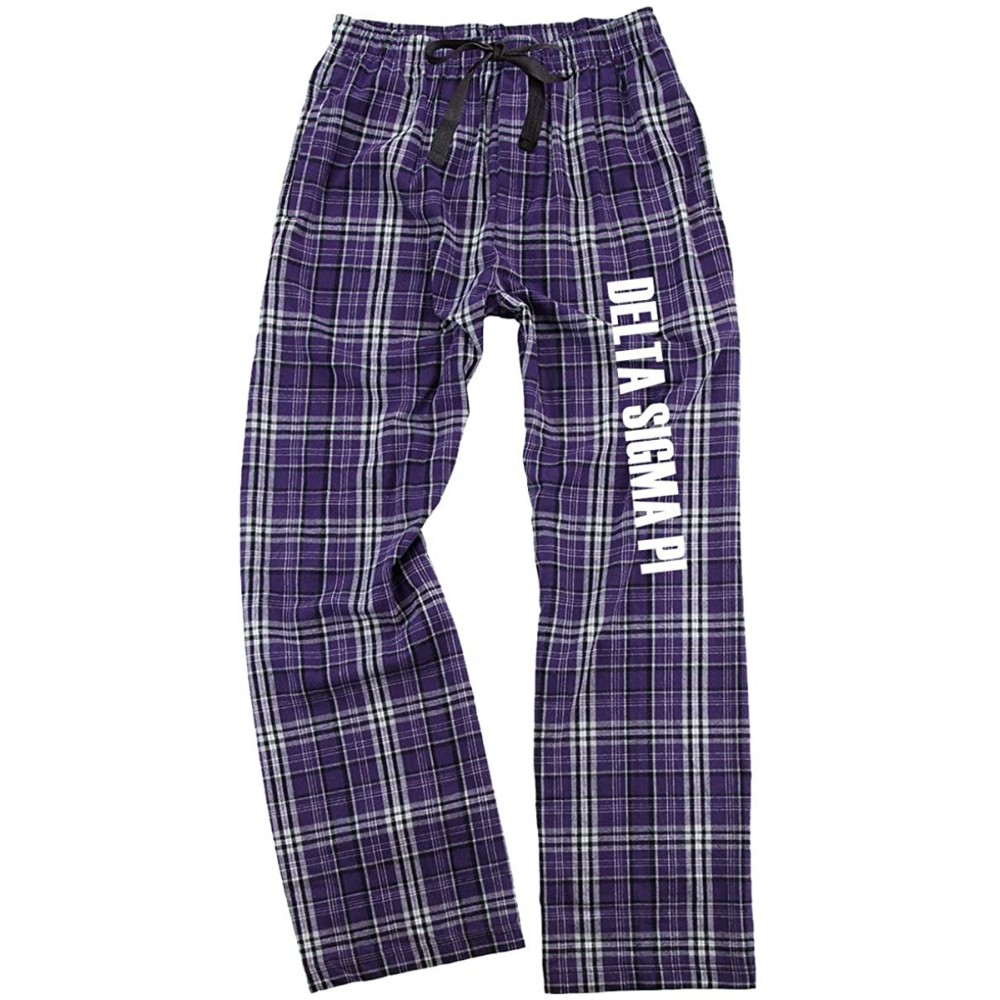 Bottoms Delta Sigma Pi Flannel Pajama Pants - Purple & Grey - CU18AT7DSDY