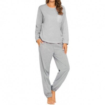 Sets Women's Pajamas Set Long Sleeve Tops and Pants Sleepwear Loose Nightwear Pjs - A_gray - CZ193ZR7GNM