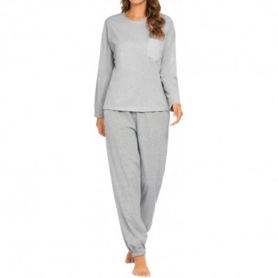 Sets Women's Pajamas Set Long Sleeve Tops and Pants Sleepwear Loose Nightwear Pjs - A_gray - CZ193ZR7GNM