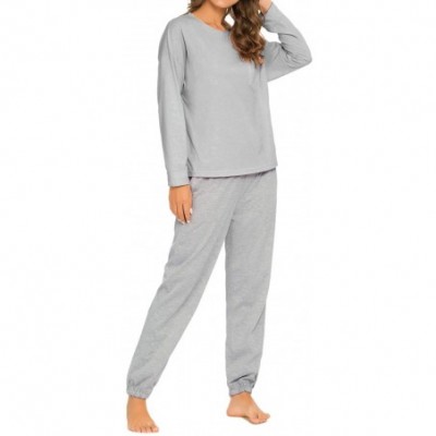 Sets Women's Pajamas Set Long Sleeve Tops and Pants Sleepwear Loose Nightwear Pjs - A_gray - CZ193ZR7GNM