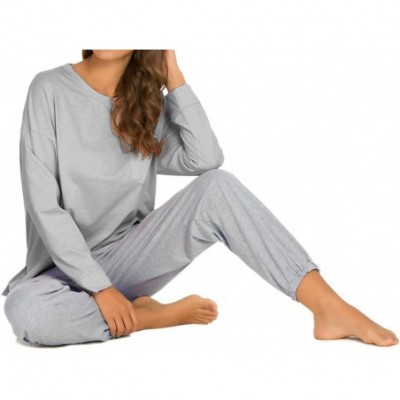 Sets Women's Pajamas Set Long Sleeve Tops and Pants Sleepwear Loose Nightwear Pjs - A_gray - CZ193ZR7GNM