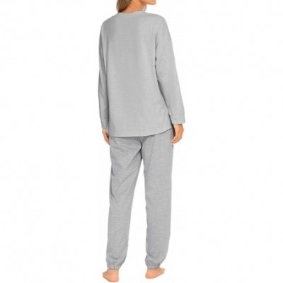 Sets Women's Pajamas Set Long Sleeve Tops and Pants Sleepwear Loose Nightwear Pjs - A_gray - CZ193ZR7GNM