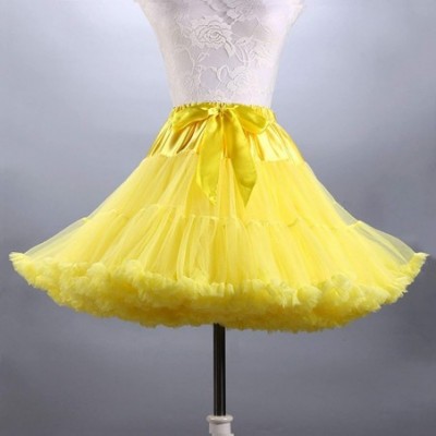 Slips Petticoat Skirts Tutu Tulle Crinoline Underskirt for Women PEW6 - Yellow - CR19CK0SQLT