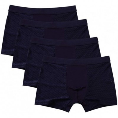 Bikinis Boxer Briefs for Men Underwear Hollow-Out Breathable Stitching Underpants Shorts with Pouch - 4pc-navy - CA18XDR3NM7