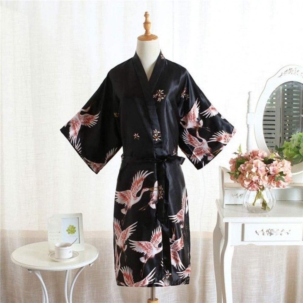 Robes Women Casual Yukata Robe Rayon Satin Sleepwear Nightgown Summer Kimono Bathrobe Sexy Wedding Bride Bridesmaid Dressing ...