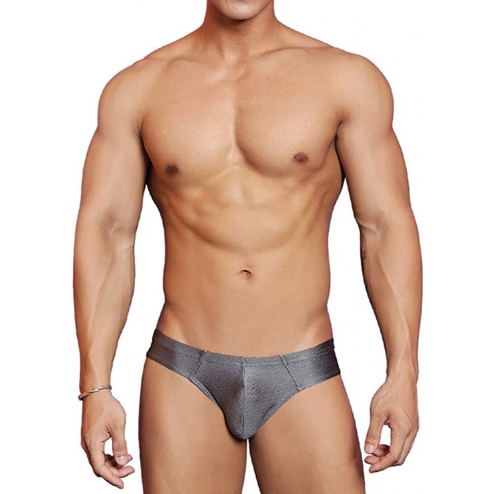 Briefs Mens Straps Mesh Underwear Brief Underpants Breathable Comfort Conjoined - B Gray - CB18ZDDGN25