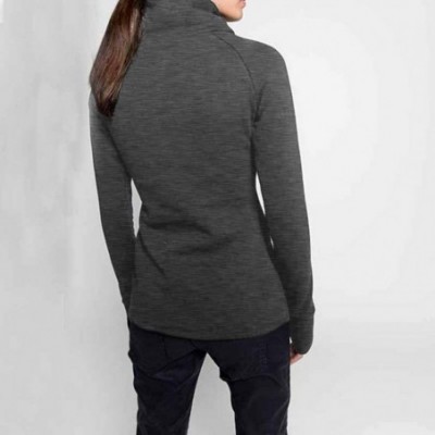 Tops Women Turtle Neck Oblique Zipper Sweatshirt Pullover Long Sleeve Sweater Outerwear - Dark Gray - C6193XHI2EM