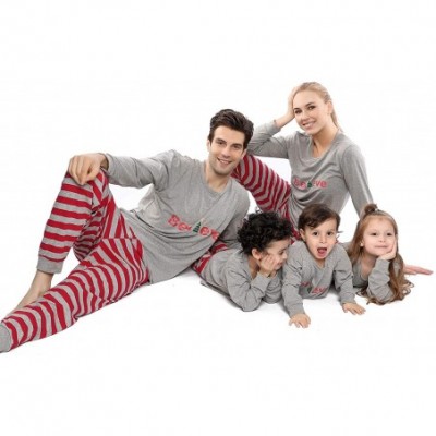 Sets Christmas Tree Pajamas Set for Family- Letter Printed Tops Striped Pants Pjs Holiday Sleepwear - Mama - CO18AI0H3G2