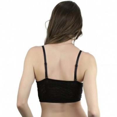 Bras Women's Lace Camisole Crop Top - Basic - Black - C012E1SNCPD